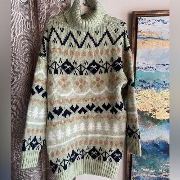 Anthropologie Tunic Sweater Womens Size Small Mint Green Turtleneck - Picture 14 of 15
